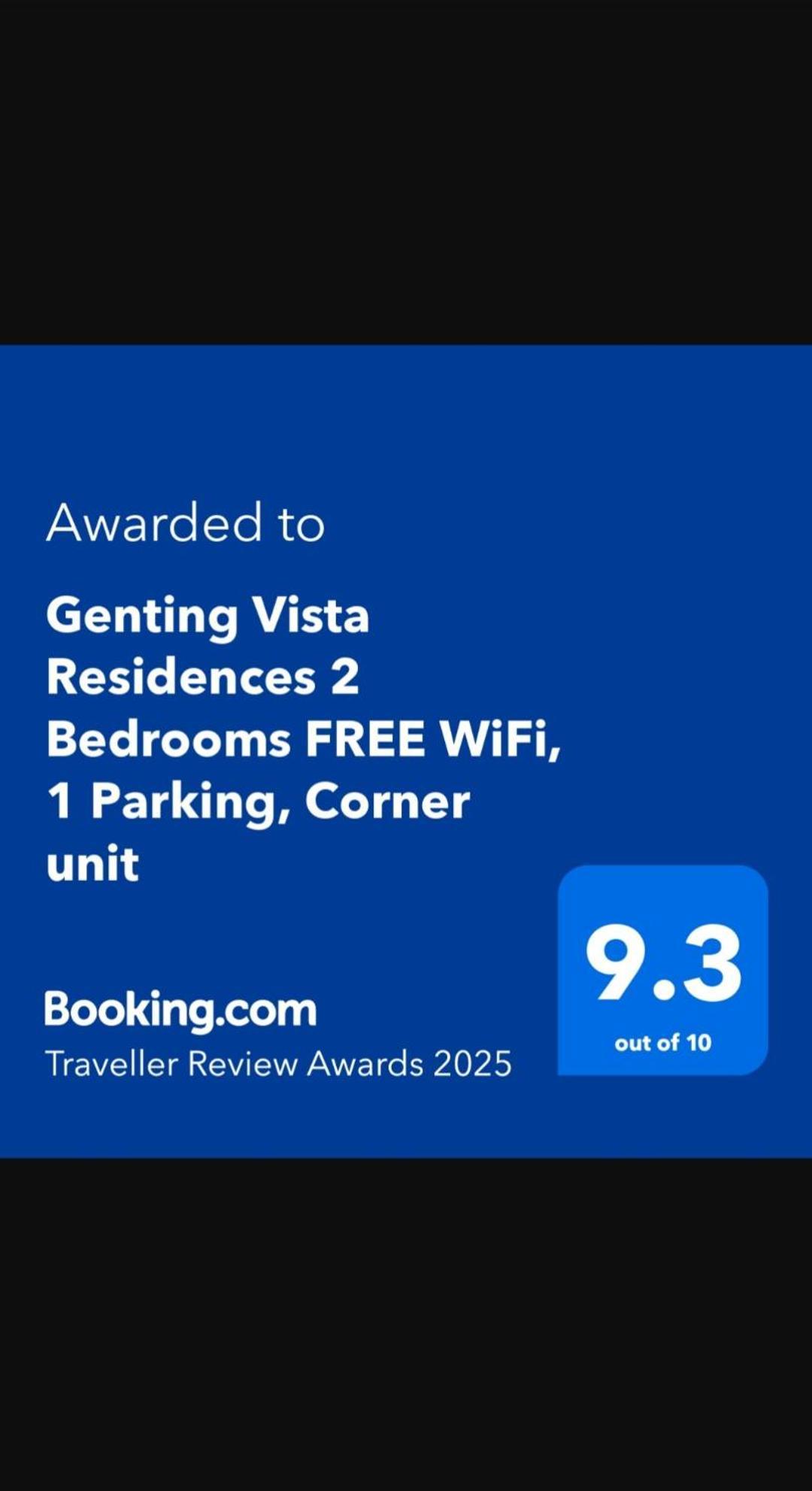 Apartment Genting Vista Residences 2 Bedrooms Free Wifi, 1 Parking, Corner Unit *